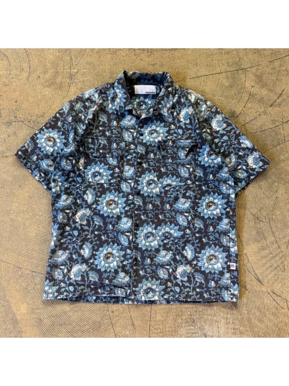 18 East Floral Ripstop Utility Short Sleeve Shirt Large